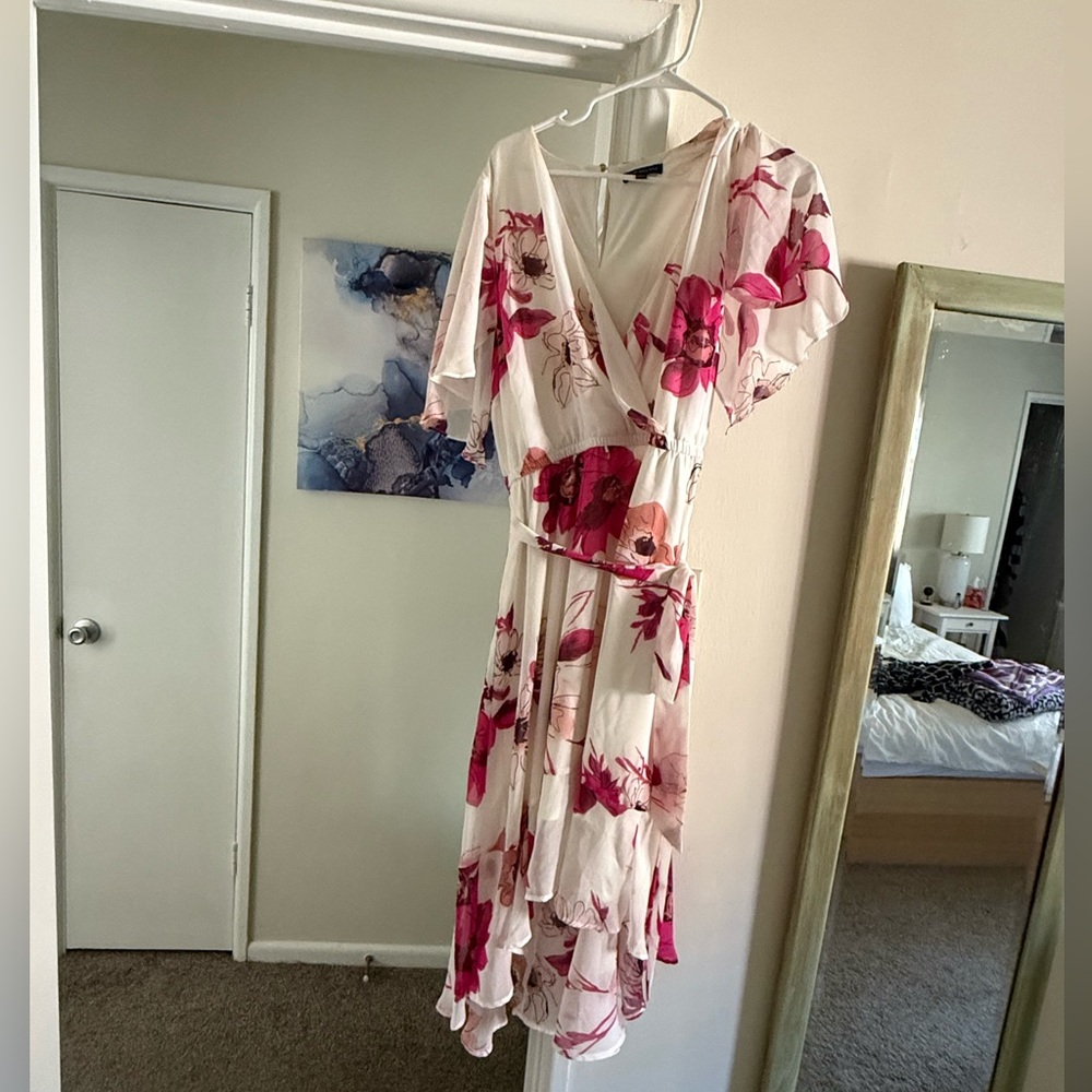 Lane Bryant Pink and White Floral High Low Dress